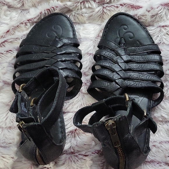 Børn Black Leather Thong Flip Flop Gladiator Strappy Sandals Women’s Size 11 - Picture 3 of 10